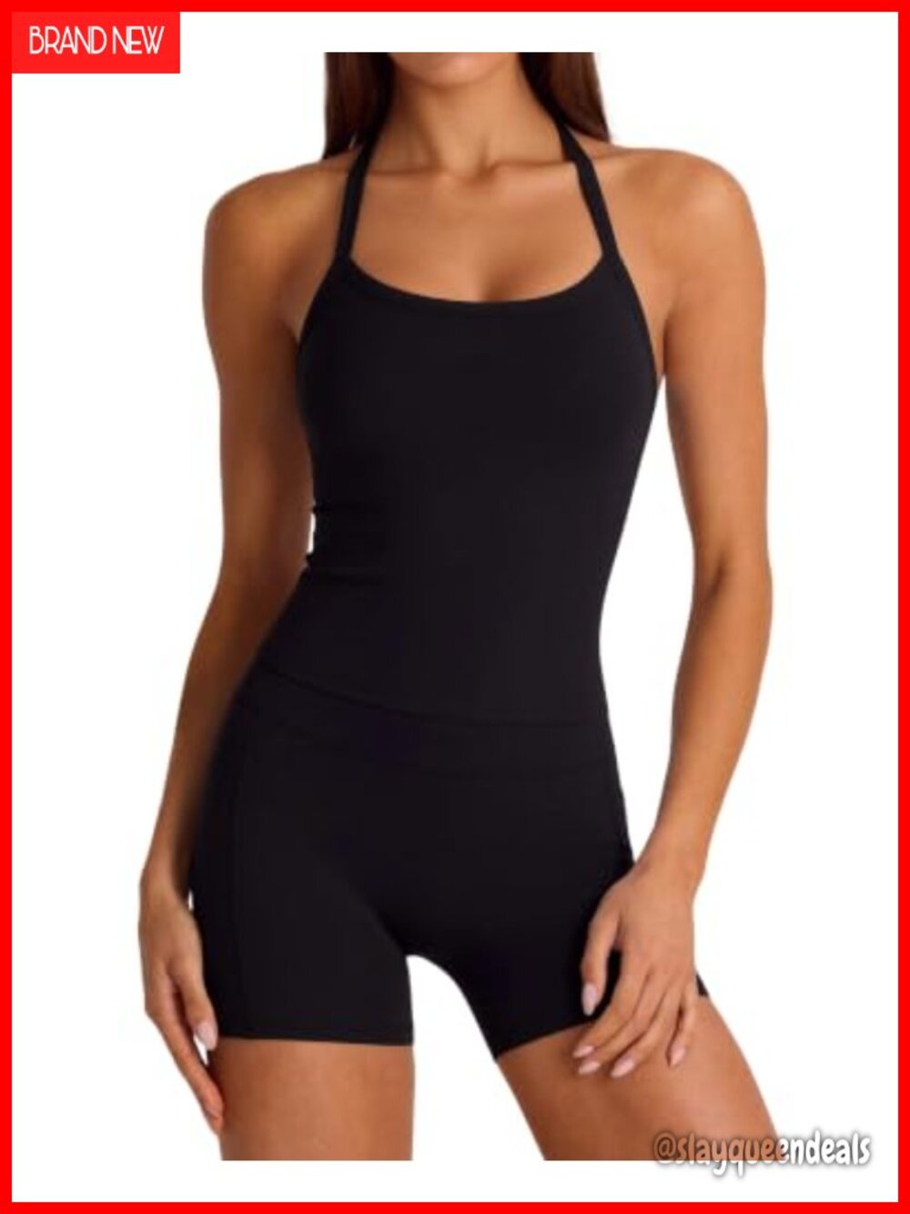 2 Piece Workout Set Racerback Tank Top & Biker Shorts with Pockets
